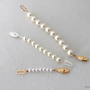 Pearl necklace extender, necklace extender, fish hook extender, adjustable necklace extender, pearl extension for necklace or bracelet zdjęcie 5