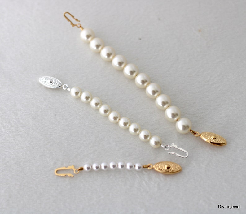 Pearl necklace extender, necklace extender, fish hook extender, adjustable necklace extender, pearl extension for necklace or bracelet zdjęcie 5