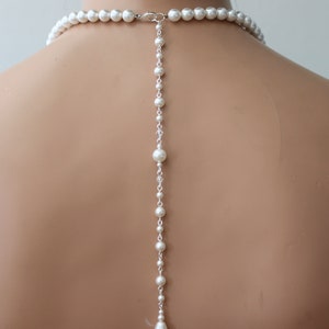 Pearl Backdrop Necklace, Wedding Necklace, Bridal Jewelry, Classic Pearl Accessory, Pearl Backdrop Bridal Necklace, pearl necklace, MAKAYLA