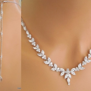 bridal necklace Backdrop Necklace Bridal rhinestone necklace crystal necklace wedding necklace statement necklace bridal jewelry LORNA