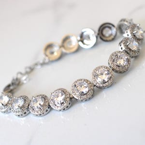 Vintage Style Cubic Zirconia Bridal Bracelet: Silver Wedding Jewelry, Whitney