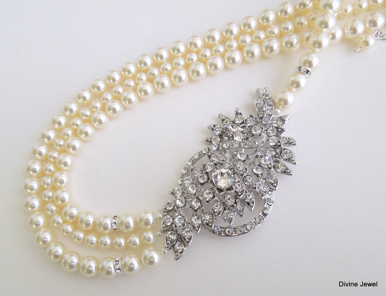 pearl and rhinestone wedding necklace
