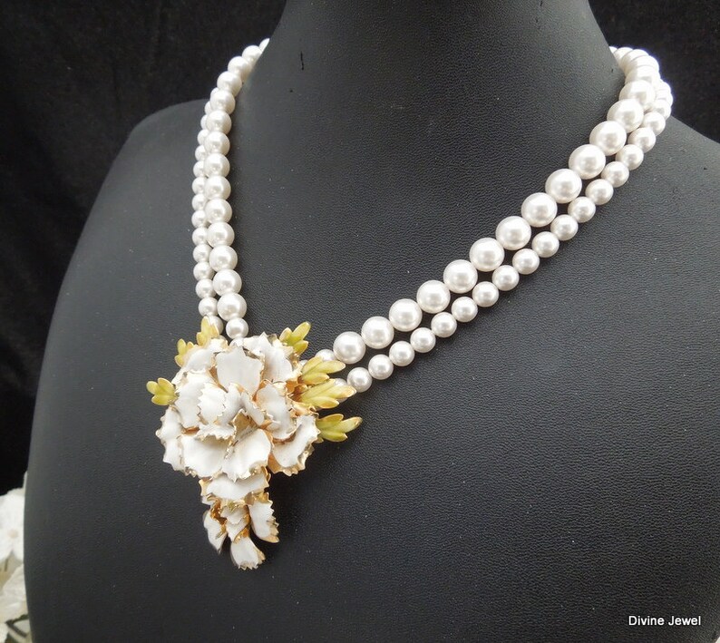 vintage brooch necklace bridal Pearl necklace Pearl Necklace SALLY Bridal Necklace Wedding Necklace bridal jewelry wedding necklace