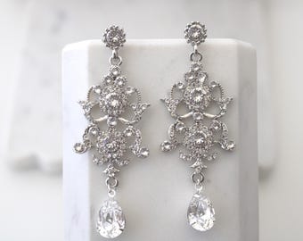 Kristall Braut Ohrringe, Strass Tropfen, Brautschmuck, Brautschmuck, MELANIE