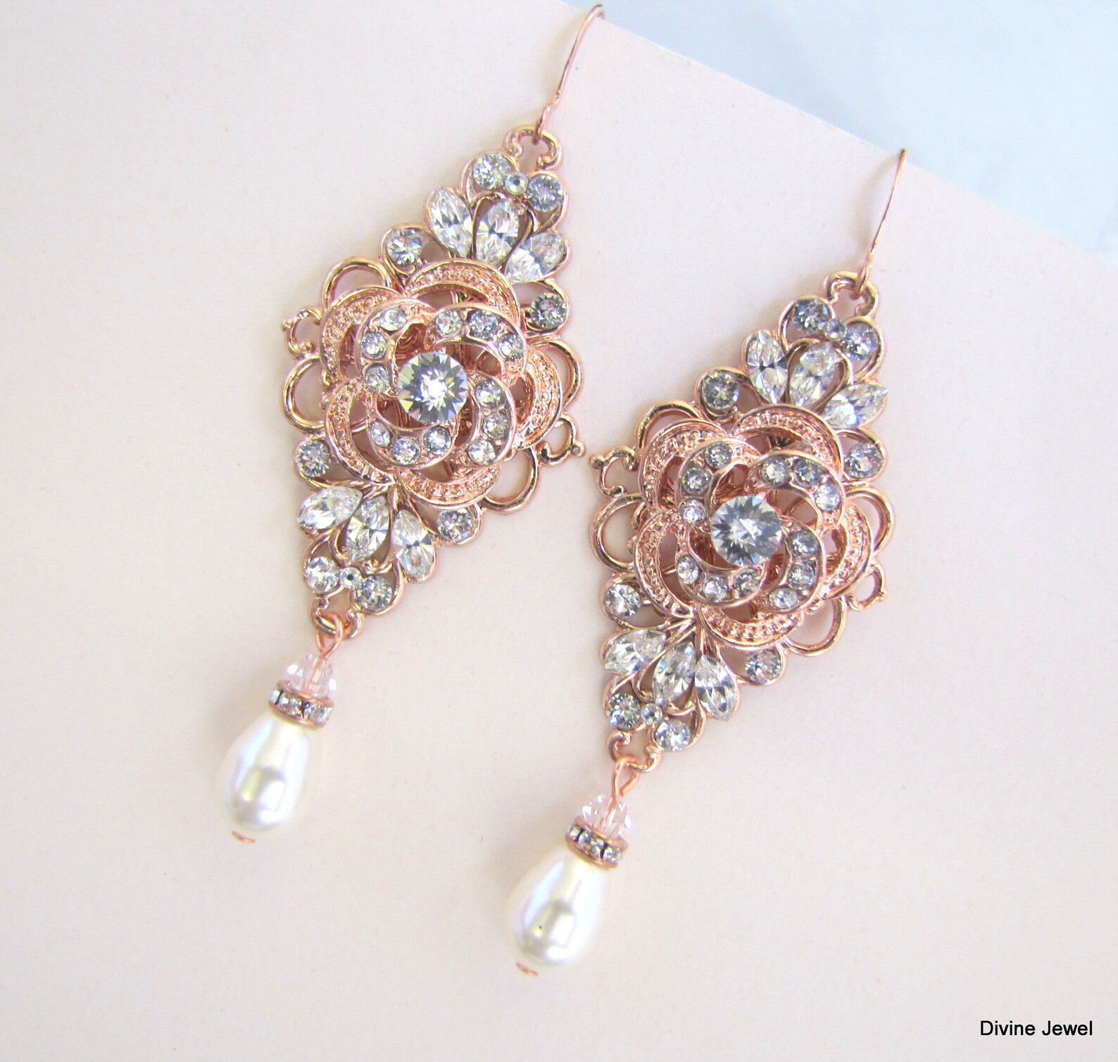Rose gold chandelier earrings Clearance
