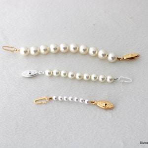 Pearl necklace extender, necklace extender, fish hook extender, adjustable necklace extender, pearl extension for necklace or bracelet image 2