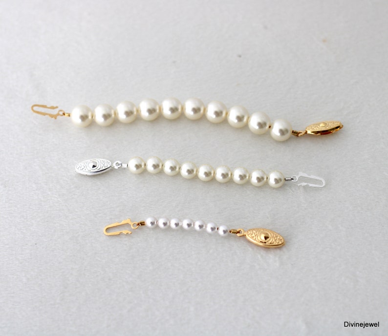 Pearl necklace extender, necklace extender, fish hook extender, adjustable necklace extender, pearl extension for necklace or bracelet image 2