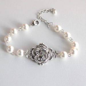 Pearl Flower Bracelet: Wedding Jewelry Bridal Accessory ROSELANI
