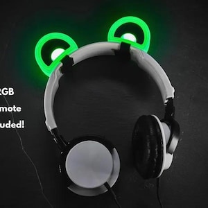 RGB Bear Headset Ears: Light Up Gamer Cosplay Accessory
