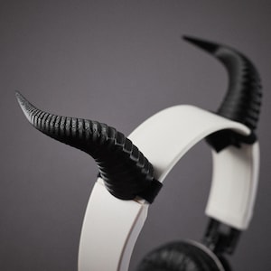 Rogi gotyckie do zestawów słuchawkowych | Demon Headset Attachment | Dark Fantasy Headphone Ears | Rogi cosplayowe | Akcesorium Gothic Gamer Girl