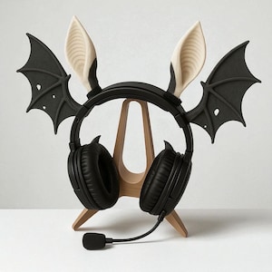 Bat Wings & Ears for Headsets | Bat Headphone Accessories | Bat Cosplay Decor