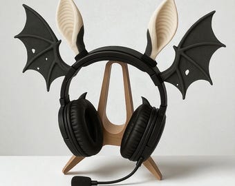 Bat Wings & Ears Headphone Accessories: Spooky Cosplay Decor