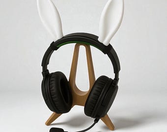 Snow Bunny Headset Ears: Cosplay Headphone Accessory