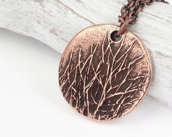 Winter Tree Necklace for Her Antique Copper Jewelry Copper Tree Pendant Nature Lovers Gift Aspen Forest Pendant Woods Tree Jewelry Copper