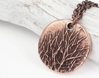 Winter Tree Necklace for Her Antique Copper Jewelry Copper Tree Pendant Nature Lovers Gift Aspen Forest Pendant Woods Tree Jewelry Copper