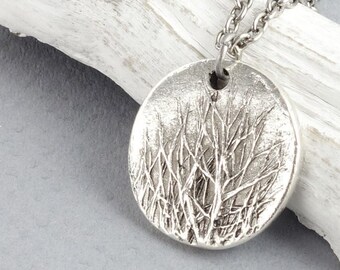 Winter Trees Necklace Silver Pendant Necklace Winter Jewelry Gifts for Her Silver Tree Jewelry Aspen Birch Forest Woods Nature Lover Gift