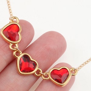 Gold Heart Necklace Gold Necklace Dainty Jewelry for Mom Red Heart Pendant Valentine's Day Gift for Her Bright Red Jewelry Gold Filled Chain image 5