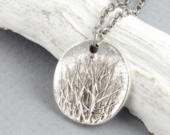Winter Trees Necklace Silver Pendant Necklace Winter Jewelry Gifts for Her Silver Tree Jewelry Aspen Birch Forest Woods Nature Lover Gift