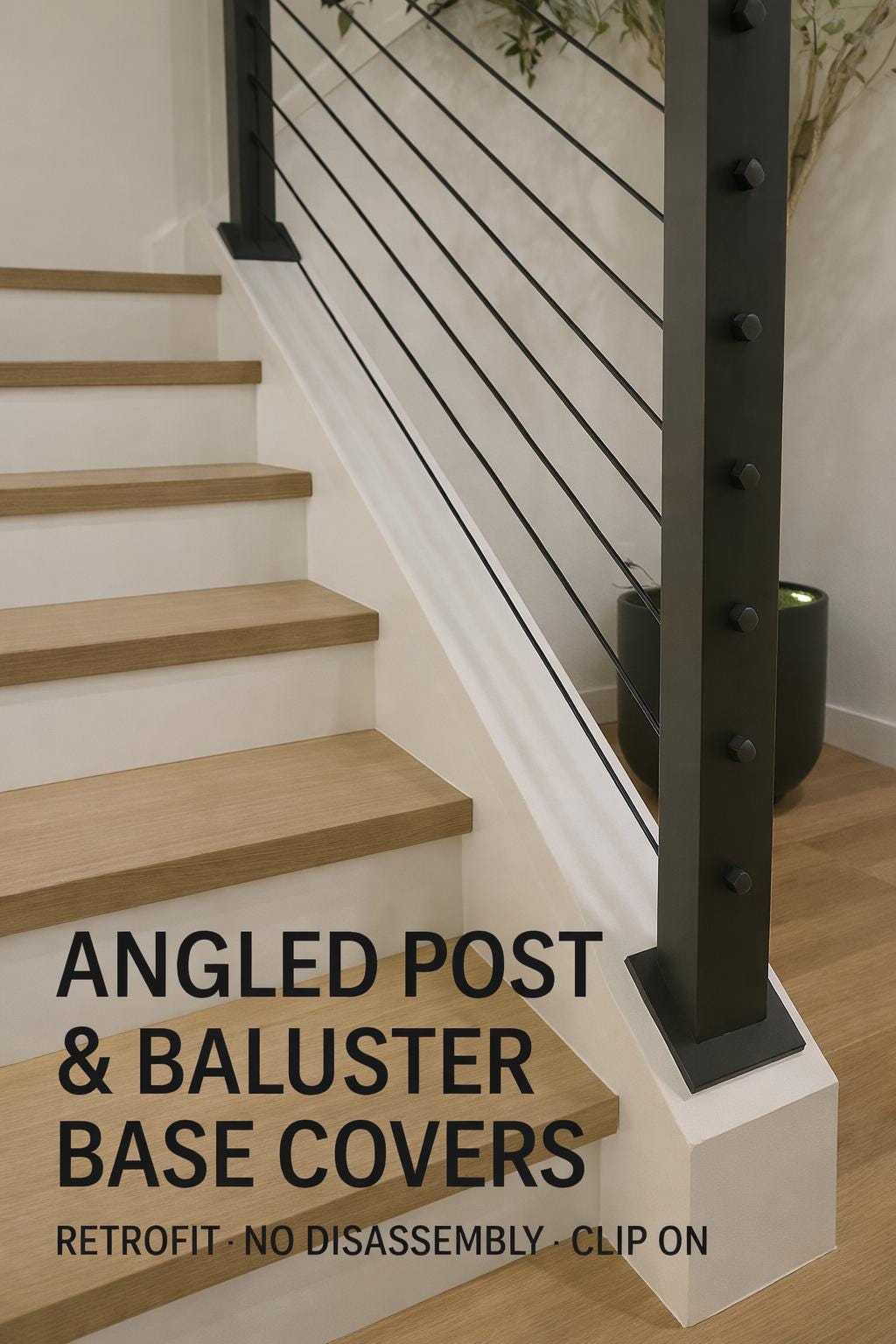 Angled Baluster & Post Base Split Caps - Newel Post Base Covers - Stair ...