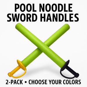 2-Pack Foam Sword Handles for Pool Noodles | 3D Printed Play Sword Grips | Fun Safe Toy for Kids | Outdoor Summer Game | Multiple Colors