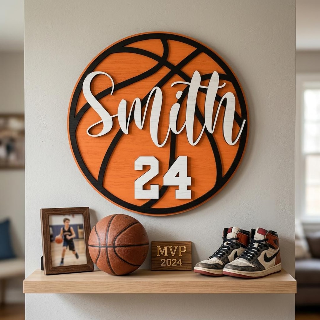 Basketball Name Sign SVG, Personalized Sports Wall Decor, Basketball ...