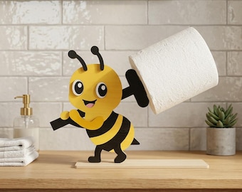 Bee Toilet Paper Holder SVG, Cute Bathroom Decor Laser Cut File, Funny Animal Tissue Holder SVG, Cricut Glowforge Wood Design