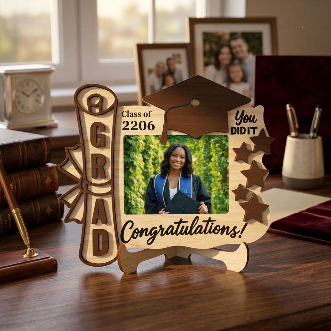 Graduation Card Frame Graduation Photo Frame SVG, Personalized Class of 2026 Grad Sign SVG ...