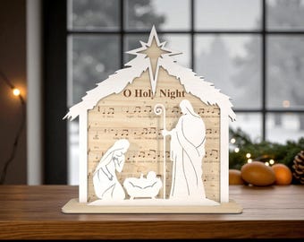 キリスト降誕シーンのクリスマスデコレーションSVG、聖夜のキリスト