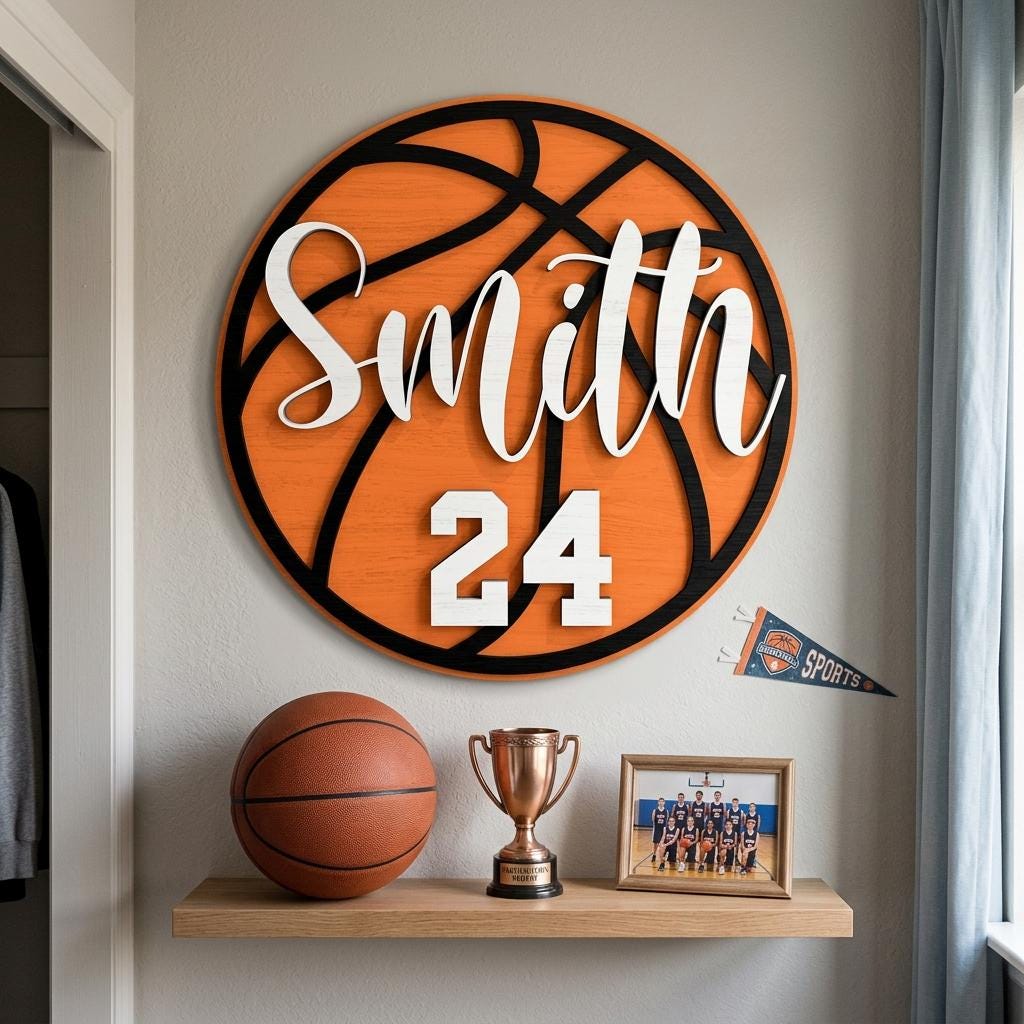 Basketball Name Sign SVG, Personalized Sports Wall Decor, Basketball ...