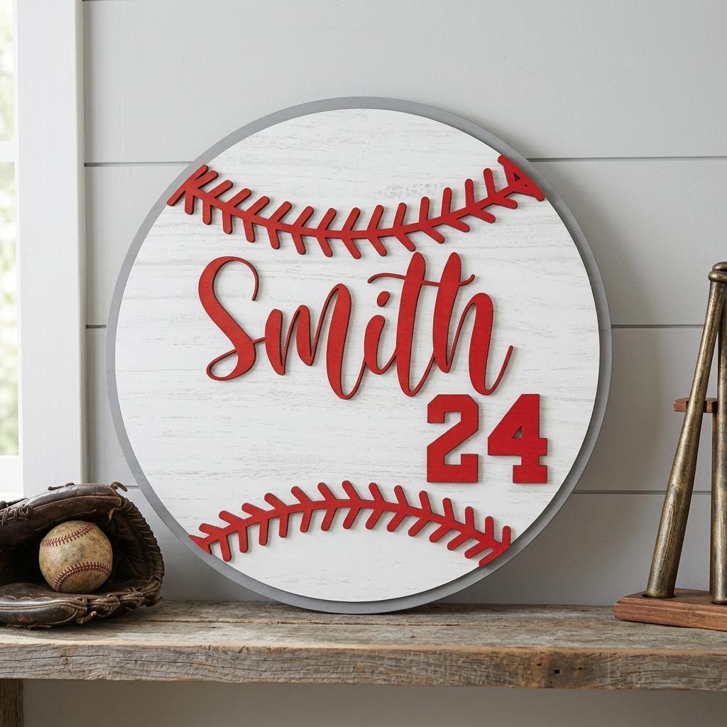 Baseball Name Sign SVG, Personalized Baseball Wall Decor, Sports Kids ...