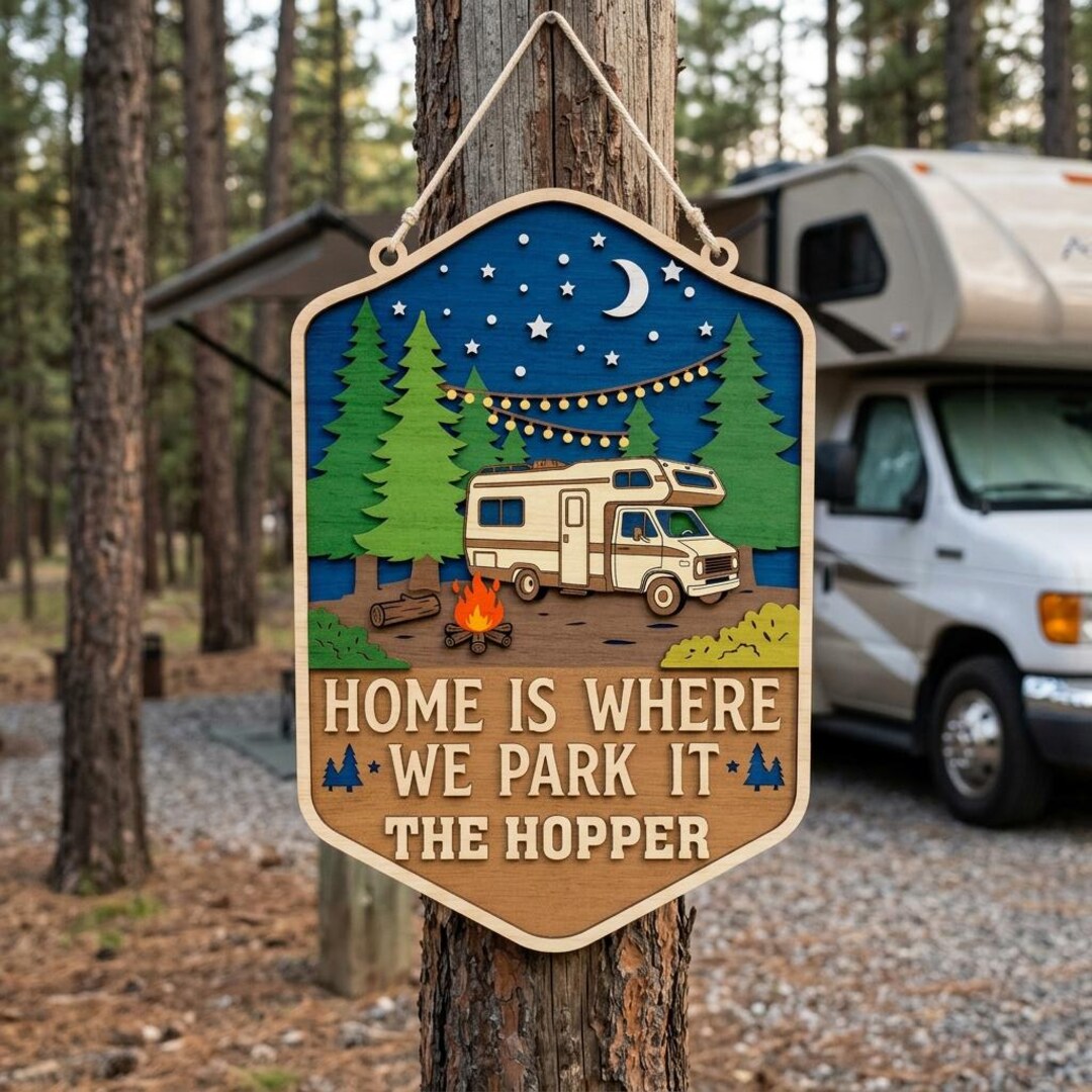 RV Camping Sign SVG, Home is Where We Park It Sign, Personalized Camper ...