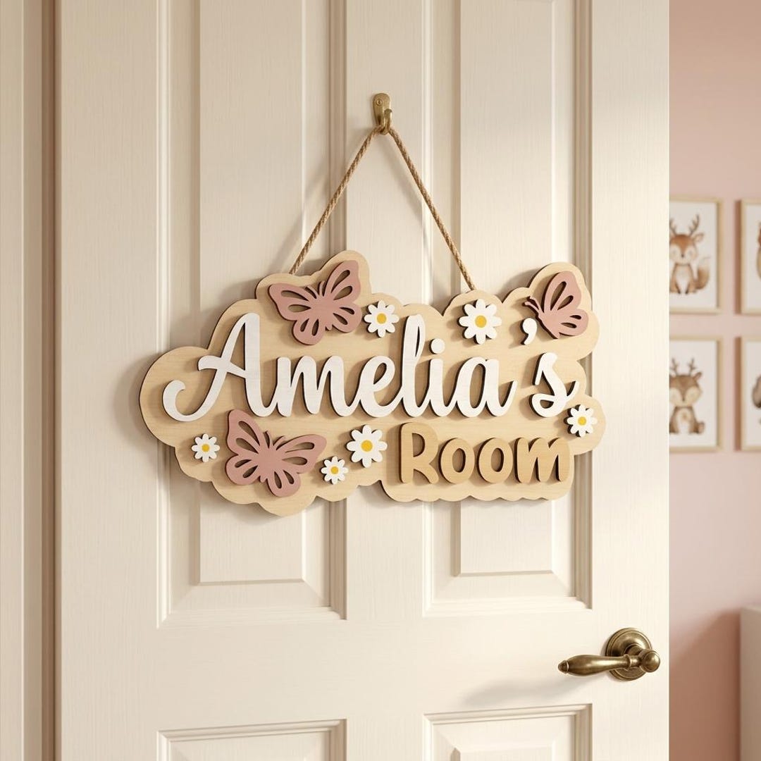 Personalized Kids Name Door Sign SVG, Custom Girl Room Sign SVG ...
