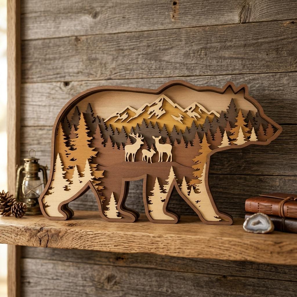 Wooden 3d Bear Wall - Etsy Canada