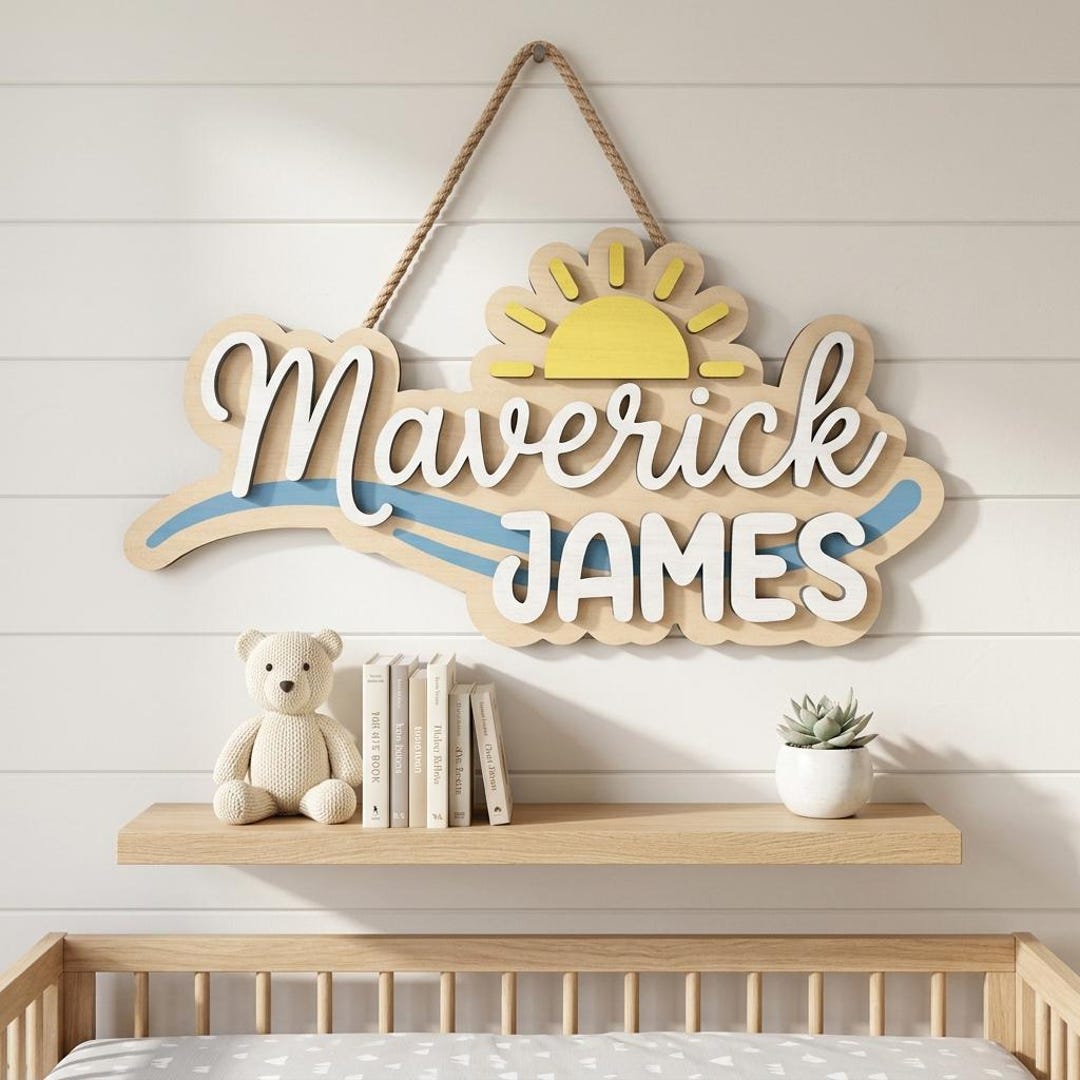 Personalized Boy Name Sign SVG, Custom Kids Name Sign SVG, Baby Boy ...