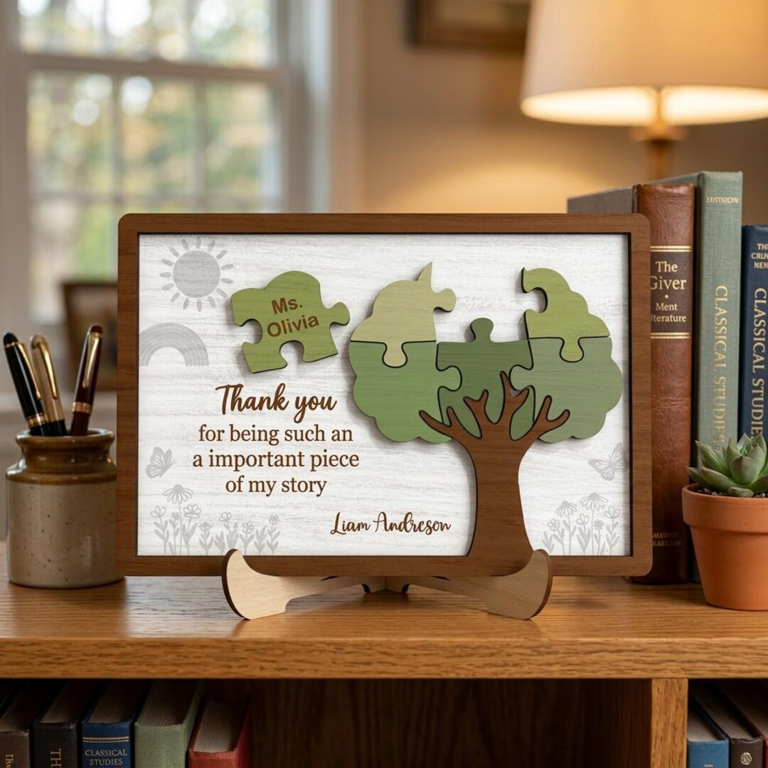 Personalized Tree Teacher Puzzle Sign SVG, Thank You Teacher Gift ...