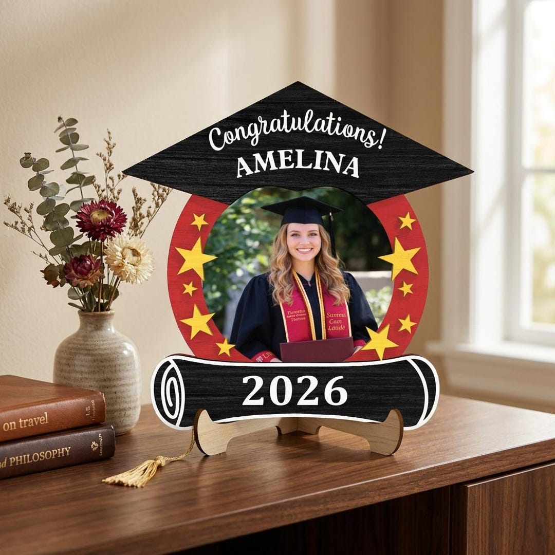 Personalization Grad Photo Frame Graduation Photo Frame SVG, Class of 2026 Graduation Gift, Personalized ...