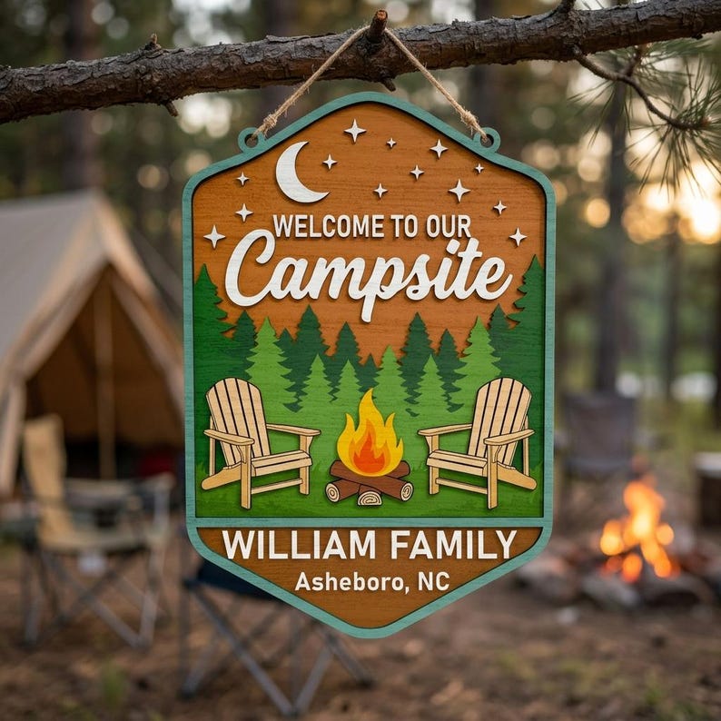 Welcome to Our Campsite SVG, Personalized Family Camping Sign, Custom ...