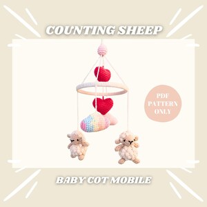 Counting Sheep Baby Mobile – Crochet Pattern | Digital PDF Download | DIY Nursery Decor | Amigurumi Sheep Cot Mobile & Keychain Plushie