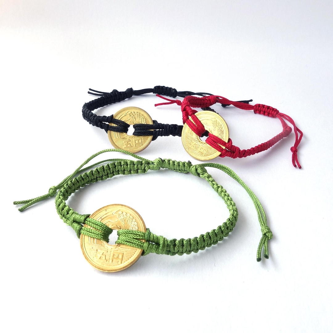 Japanese Lucky Coin Bracelet — Macrame Good Luck Shrine Purified 5