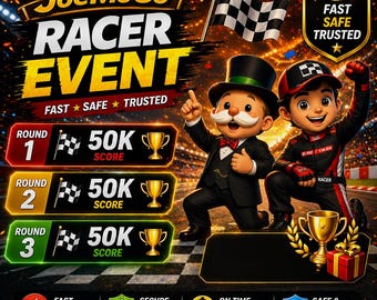 Monopoly Transylvania Racers – 50,000 Points Each Round(Read Description)