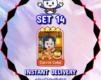 Carrot Cake - Set 14 - MonopolyGo Sticker 4 Star - Happy Harvest Album ** Instant Delivery