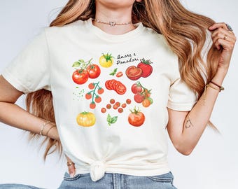 Tomato Girl Summer Fruit Shirt Botanical Shirt Cottagecore Clothing Vegan Shirt Garden T Shirt Vegetable T Shirt Fruit Tee Aesthetic Clothes