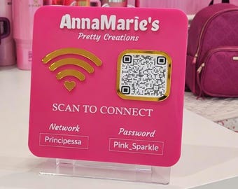 Acrylic WiFi Sign with Scannable QR code