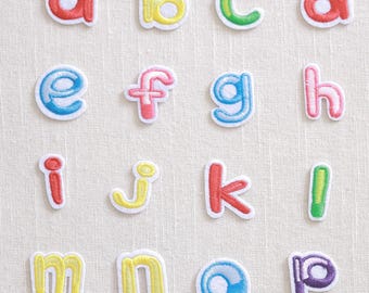 Rainbow Letter Iron On Patches – Cute A-Z Embroidered Lowercase Letters, Fabric Alphabet Appliques for kids Clothes, Backpacks, DIY Gifts,