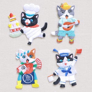 Cute Cat Iron On Patches – Patches, Cute cat patches iron on, Embroidered Patch Iron, Patches for Clothes, Bags, Crafts – Chef, Sailor, etc.