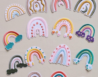 Rainbow Iron On Patch, Cute Embroidered Appliques for Kids Clothes, Backpacks, DIY Gifts, Fabric Patch, Colorful Rainbow Iron on Applique