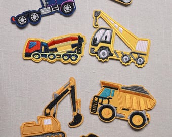 Parches termoadhesivos para vehículos de construcción – Juego de apliques bordados