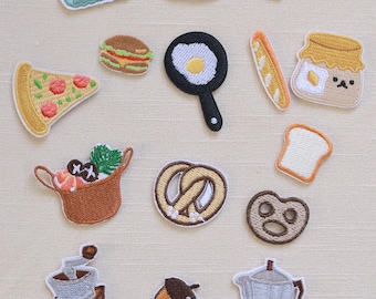 Kawaii Food Iron On Patch Set: Embroidered Breakfast Appliques