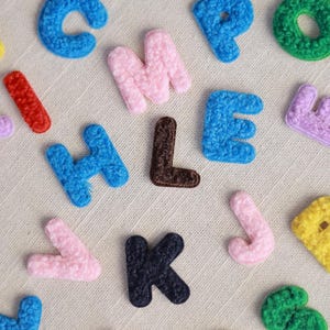 Chenille Letter Iron On Patch Set – A-Z Alphabet Embroidered Fuzzy Appliques for Jackets, Bags, DIY Clothing & Personalized Gifts