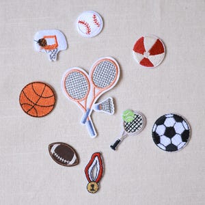 Sports Iron On Patch Set – Embroidered Basketball, Soccer, Baseball, Tennis, Football & Beach Ball for DIY Clothes and Bags